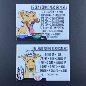 Fawn Greyhound Dog Measuring Chart Magnet Set Cooking Baking Guide